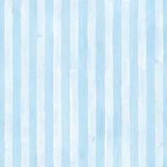 Vertical white and blue stripes in gouache. Vintage background. Seamless pattern. Light blue background.