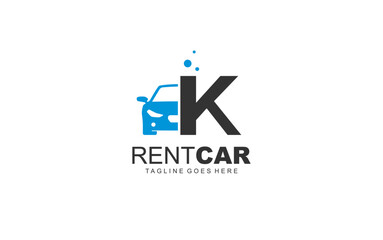 K logo rental for branding company. transportation template vector illustration for your brand.