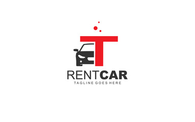 T logo rental for branding company. transportation template vector illustration for your brand.