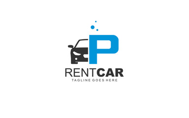 P logo rental for branding company. transportation template vector illustration for your brand.