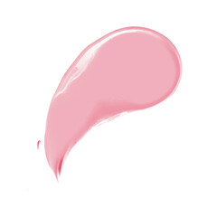 Fototapeta premium Pink cosmetic cream swipe isolated on white background. Make up foundation swatch. BB, CC cream smear 