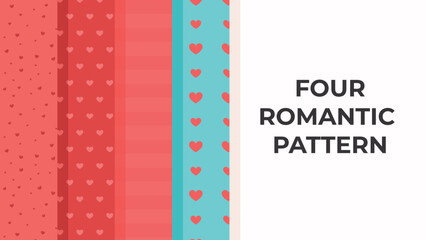 Four romantic pattern. Typography poster, card, label, banner design set. Vector illustration.