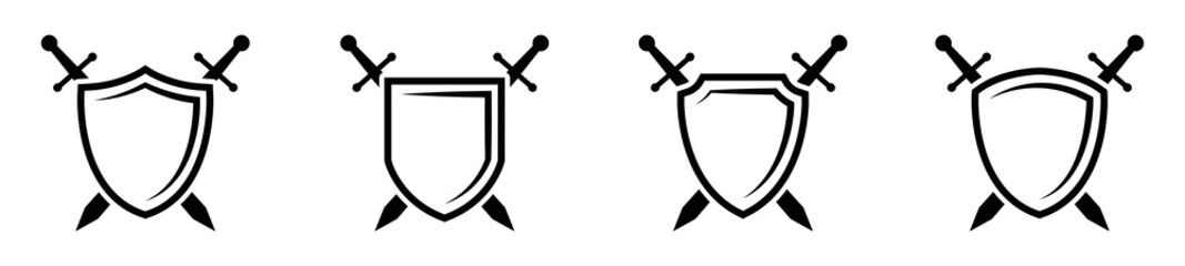 Obraz premium Shield and swords Icon, vector Illustration