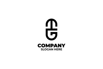 Flat letter TG logo design vector illustration