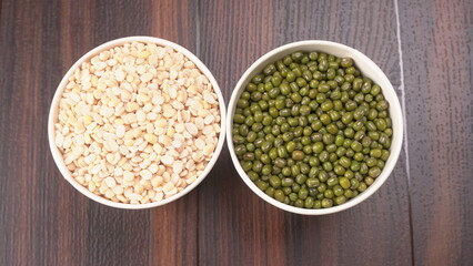 Assorted different types of beans and cereals grains. Set of indispensable sources of protein for a healthy lifestyle. Everyday use at Indian households.