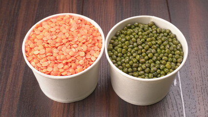 Assorted different types of beans and cereals grains. Set of indispensable sources of protein for a healthy lifestyle. Everyday use at Indian households.