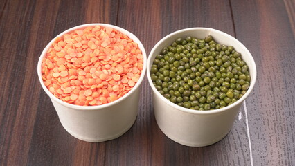 Assorted different types of beans and cereals grains. Set of indispensable sources of protein for a healthy lifestyle. Everyday use at Indian households.