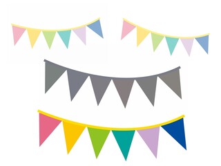 colorful pennants hanging above. Vector illustration with copy space for your text. Greeting or Party invitation with carnival flag garlands. Free Vector