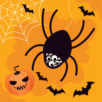 halloween spider and pumpkin