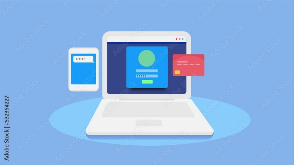 Poster secure online payment transaction with internet banking from laptop, using credit card and getting m