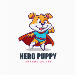 cute puppy hero character mascot design