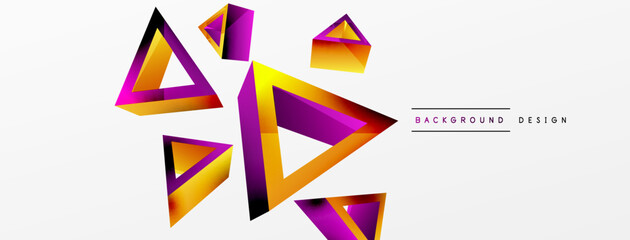 3d triangle abstract background. Basic shape technology or business concept composition. Trendy techno business template for wallpaper, banner, background or landing