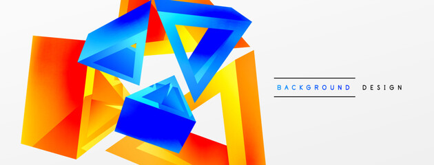 3d triangle abstract background. Basic shape technology or business concept composition. Trendy techno business template for wallpaper, banner, background or landing