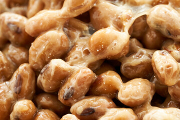 closeup Natto or Fermented Soybean background. Natto or Fermented Soybean Japanese food                               
