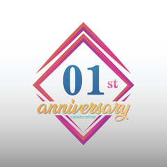 01 years anniversary celebration logotype. 01st anniversary logo collection. Set of anniversary design template. Vector and illustration.