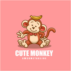 cute monkey character mascot design