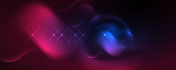 Neon glowing waves, magic energy space light concept, abstract background wallpaper design