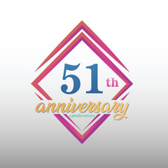 51 years anniversary celebration logotype. 51st anniversary logo collection. Set of anniversary design template. Vector and illustration.