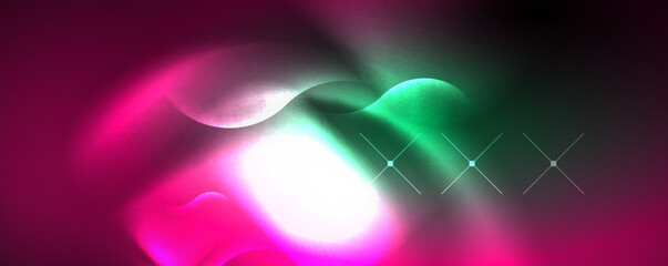 Neon glowing waves, magic energy space light concept, abstract background wallpaper design