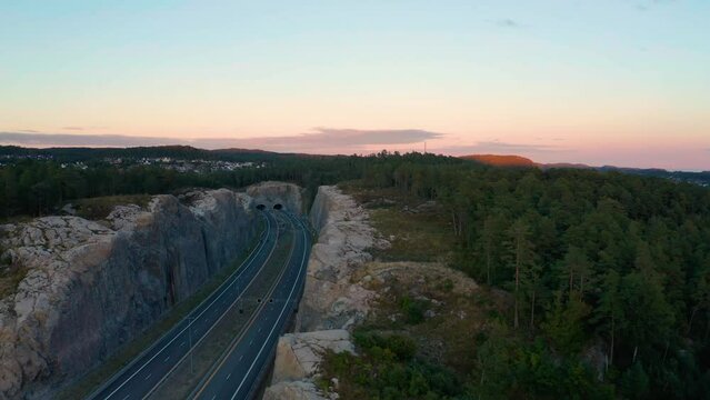 Highway in sunset with no cars