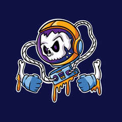 Skull Space Galaxy Cartoon