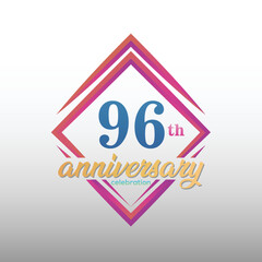 96 years anniversary celebration logotype. 96th anniversary logo collection. Set of anniversary design template. Vector and illustration.