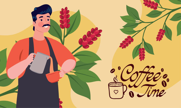 coffee time lettering with barist