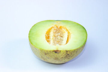 Melon fruit isolated on white background