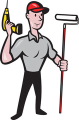 House Painter Paint Roller Handyman Cartoon