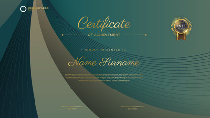 Modern Certificate template in vector for achievement graduation completion - stock vector