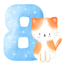 Birthday number with cat