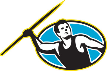 Javelin Throw Track and Field Athlete - obrazy, fototapety, plakaty