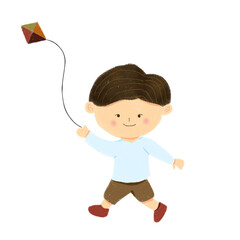 child playing with kite 