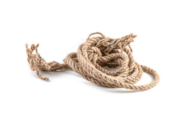 Rope trap Loop, hemp rope tied up with rope isolated on white