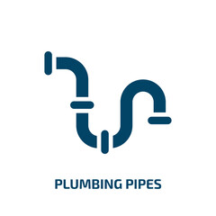 plumbing pipes icon from construction tools collection. Filled plumbing pipes, plumbing, pipe glyph icons isolated on white background. Black vector plumbing pipes sign, symbol for web design and