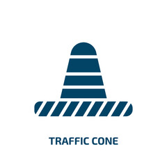 Fototapeta na wymiar traffic cone icon from construction tools collection. Filled traffic cone, danger, cone glyph icons isolated on white background. Black vector traffic cone sign, symbol for web design and mobile apps