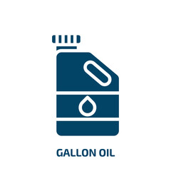 gallon oil icon from construction tools collection. Filled gallon oil, diesel, fuel glyph icons isolated on white background. Black vector gallon oil sign, symbol for web design and mobile apps