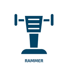 rammer icon from construction tools collection. Filled rammer, building, development glyph icons isolated on white background. Black vector rammer sign, symbol for web design and mobile apps