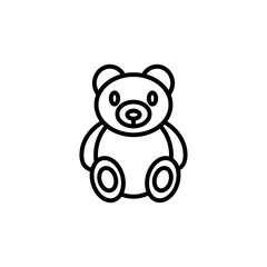 Teddy bear line icon isolated on white background
