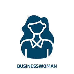 businesswoman icon from business collection. Filled businesswoman, business, office glyph icons isolated on white background. Black vector businesswoman sign, symbol for web design and mobile apps