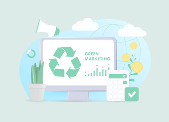 Green or environmental marketing, Eco-friendly Businesses concept. Promotion of environmentally friendly services, products and initiatives