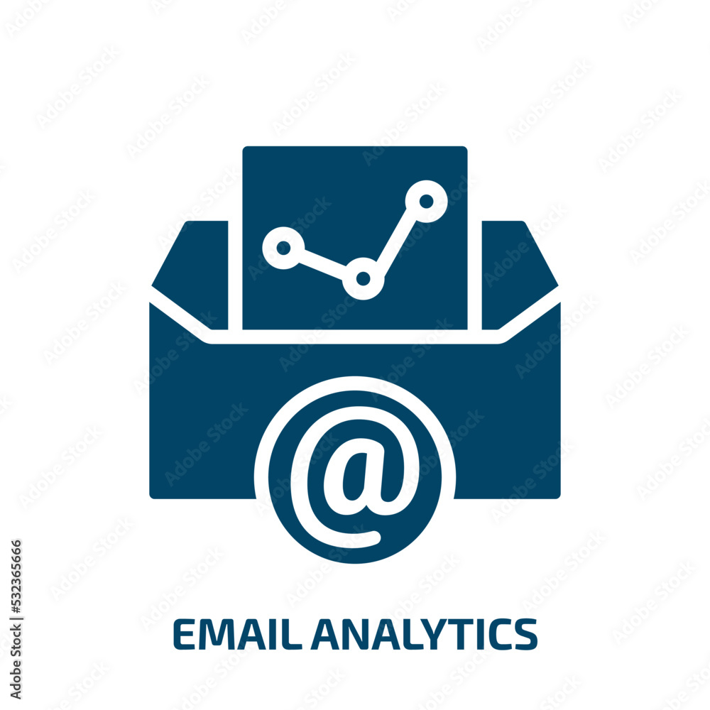 Poster email analytics icon from business and analytics collection. filled email analytics, analytics, emai