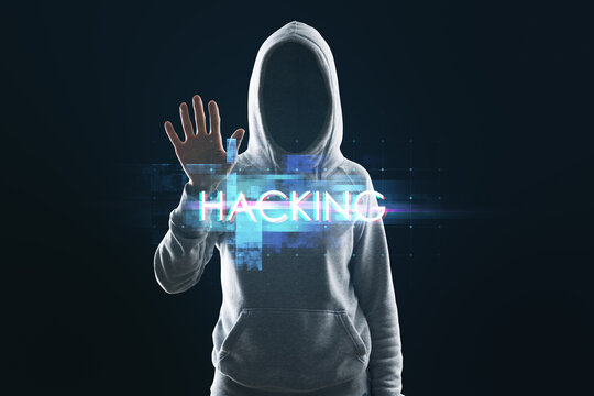 Hacker using abstract creative glowing big data glitch background. Hacking and theft concept. Unique Design Abstract Digital Pixel Noise Glitch Error Video Damage. - Powered by Adobe