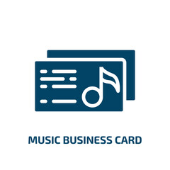 music business card icon from business collection. Filled music business card, business, music glyph icons isolated on white background. Black vector music business card sign, symbol for web design