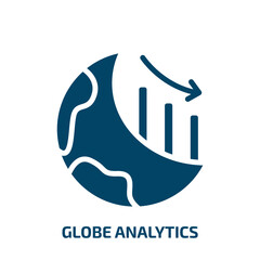 globe analytics icon from business collection. Filled globe analytics, globe, internet glyph icons isolated on white background. Black vector globe analytics sign, symbol for web design and mobile