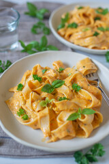 home made pumpkin pasta tagliatelle 