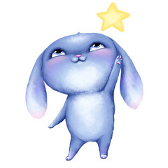 illustration cute bunny with star character cartoon