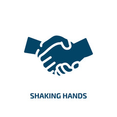 shaking hands icon from business collection. Filled shaking hands, partnership, contract glyph icons isolated on white background. Black vector shaking hands sign, symbol for web design and mobile