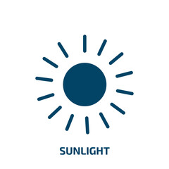 sunlight icon from ecology collection. Filled sunlight, sun, nature glyph icons isolated on white background. Black vector sunlight sign, symbol for web design and mobile apps