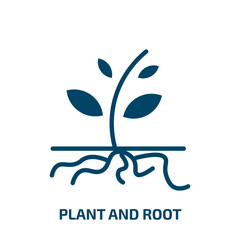 plant and root icon from ecology collection. Filled plant and root, root, plant glyph icons isolated on white background. Black vector plant and root sign, symbol for web design and mobile apps